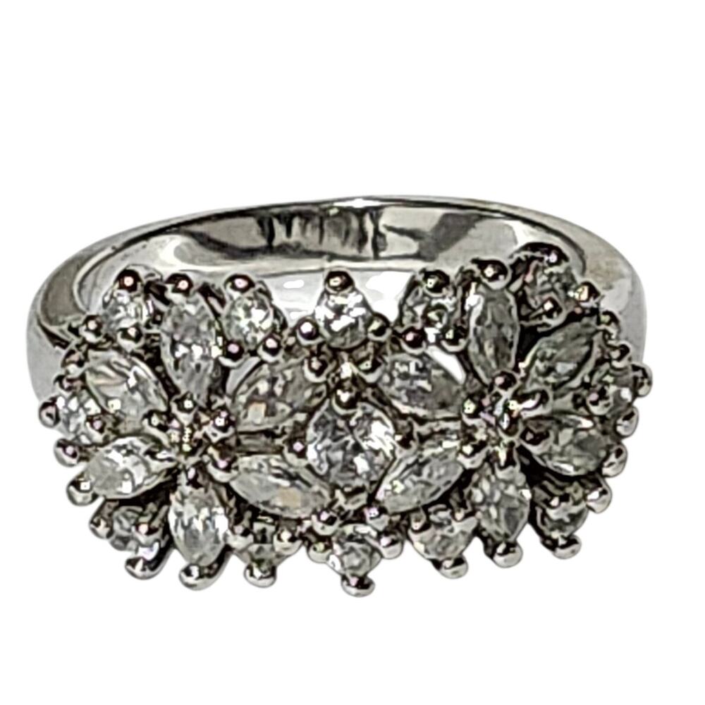 Avon NV Nataliya Callister Marquise CZ Floral Cluster Ring Rhodium Finish Size 8